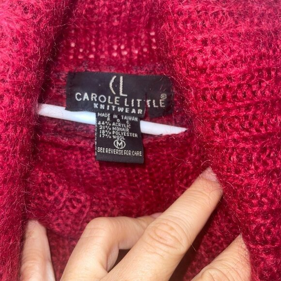 Carole Little Vintage Womens Sweater Size Medium Burgundy Mohair Blend Cowl Neck - Picture 3 of 10